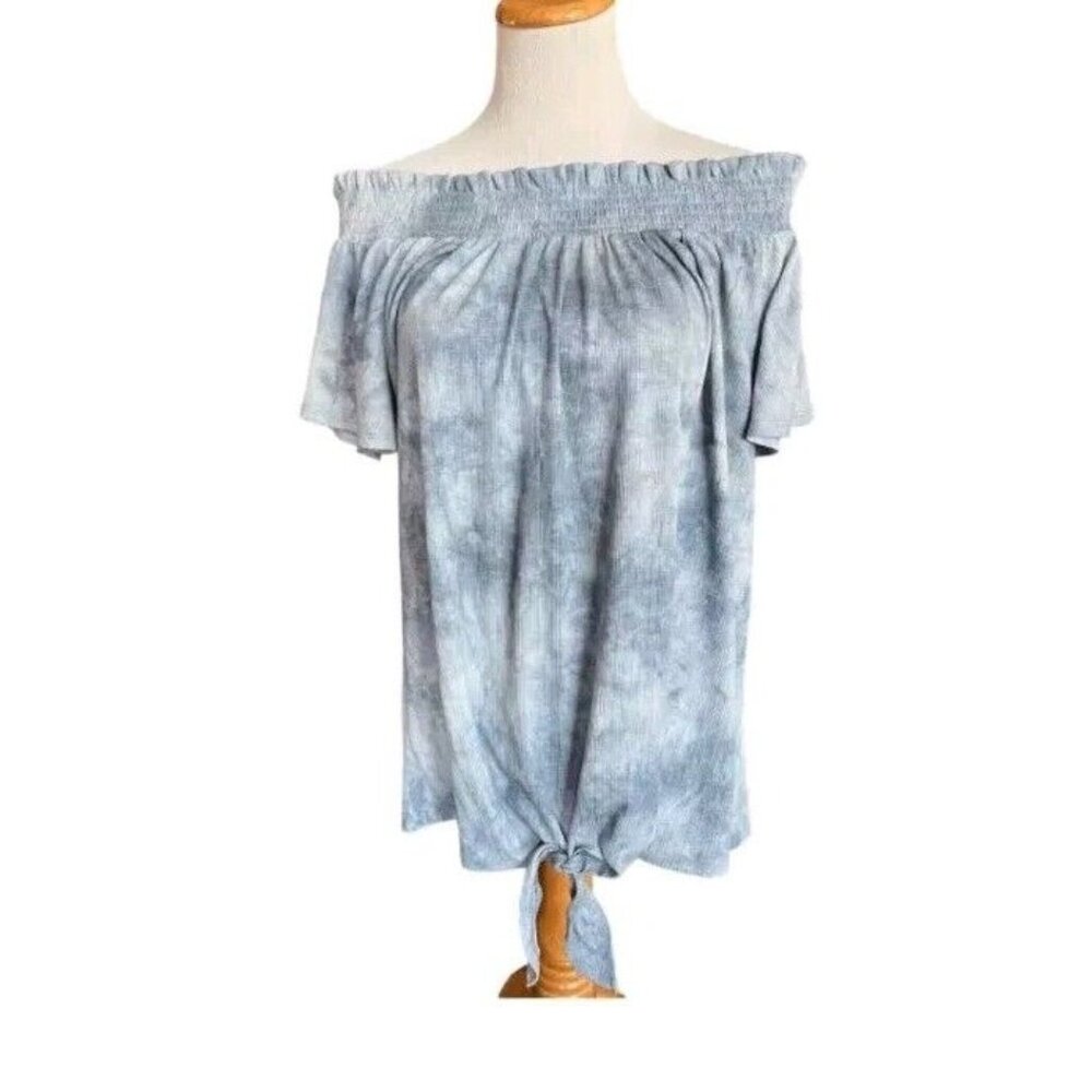 6XL Lane Bryant Dye Dip Off Shoulder Tie Hem Top Sz 34/36 Boho Flowy Soft NWT